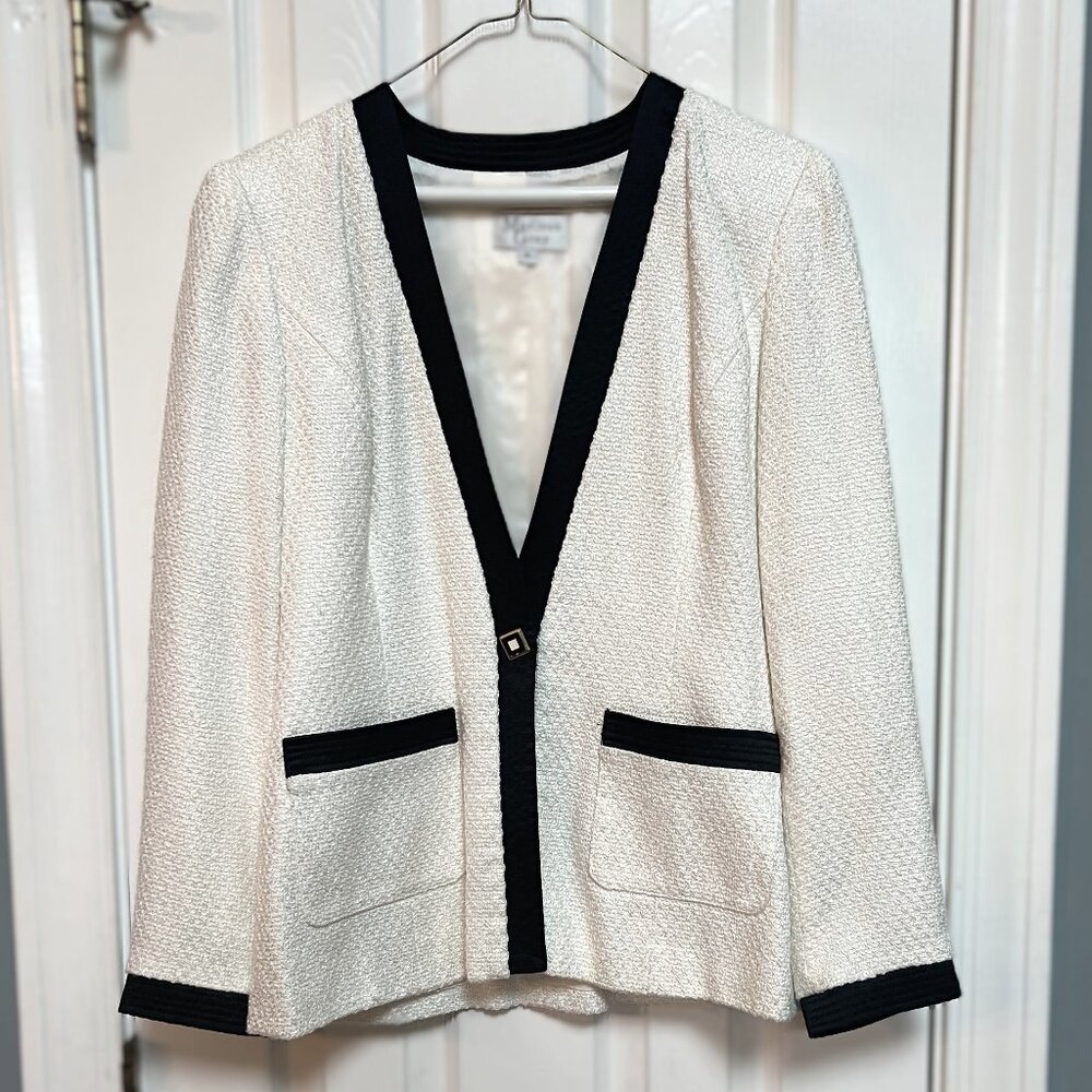 Madison Gray knit jacket- cream and black, size 6